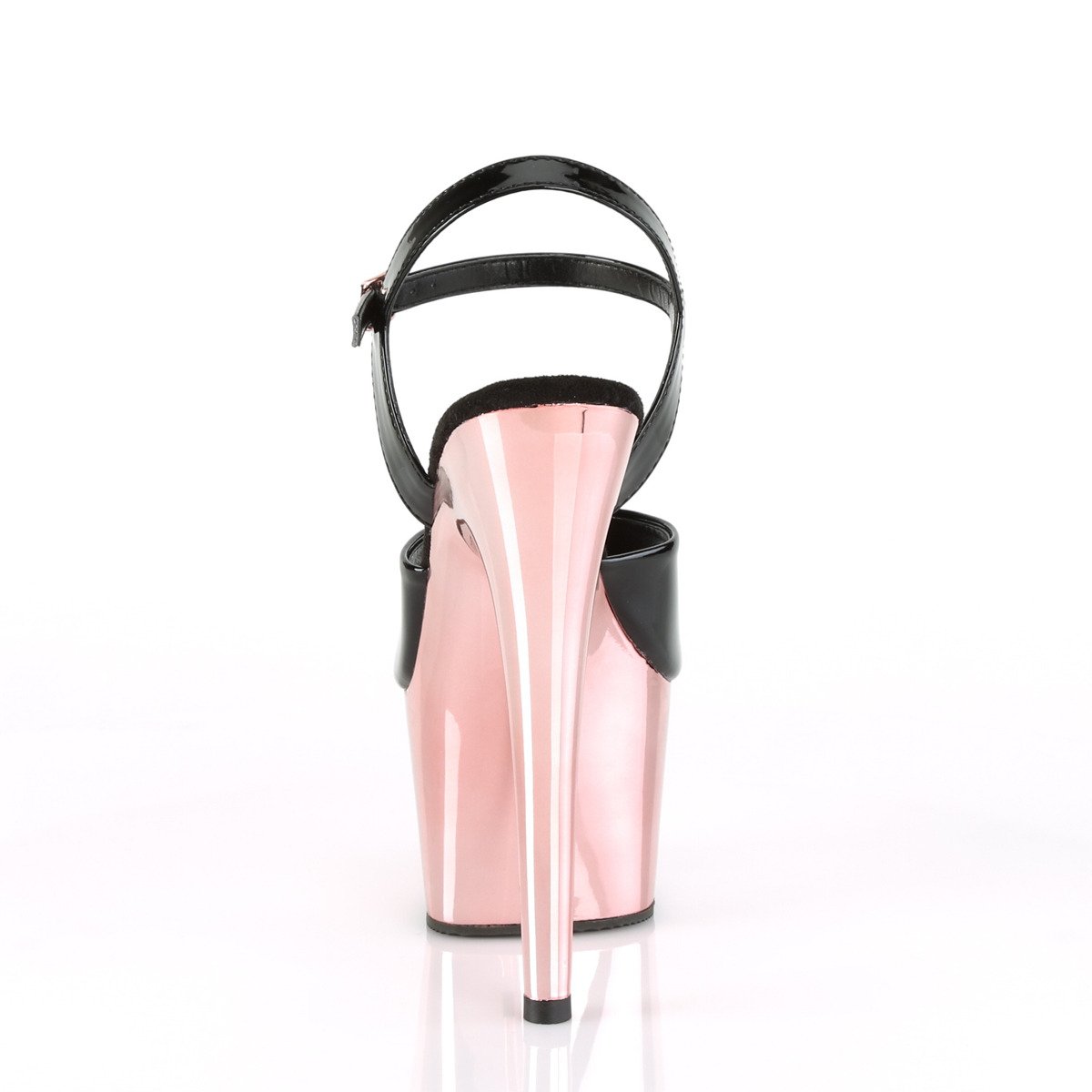 Pleaser Adore-709 B/ROGLDCH - Lesklé čierne sandále na vysokej platforme