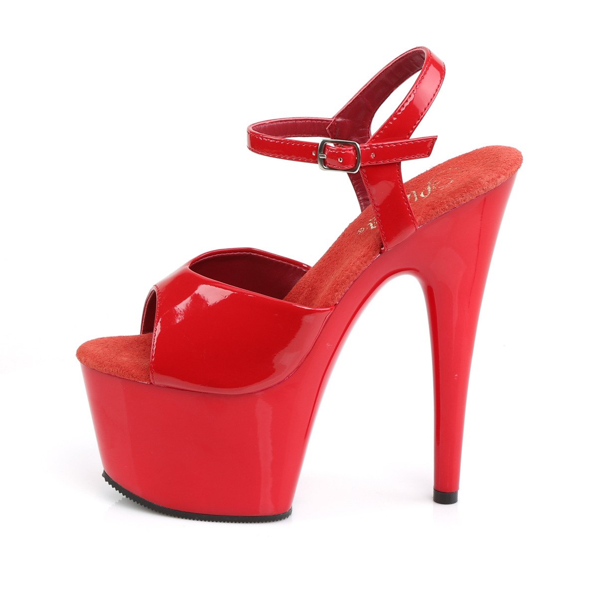 Pleaser Adore-709 R/M - Lesklé červené sandále na vysokej platforme