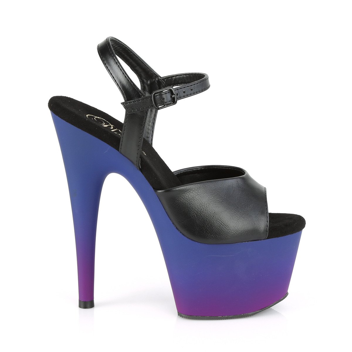 Pleaser Adore-709BP BPU/BLU-PP - Čierne sandále na vysokej platforme