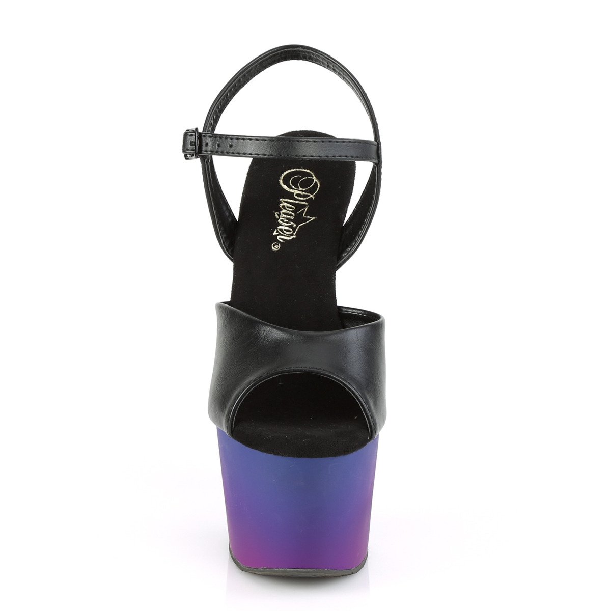 Pleaser Adore-709BP BPU/BLU-PP - Čierne sandále na vysokej platforme