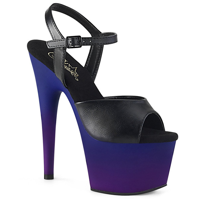 Pleaser Adore-709BP BPU/BLU-PP - Čierne sandále na vysokej platforme
