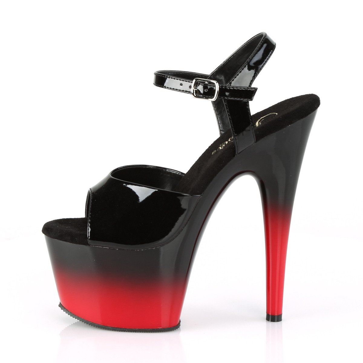 Pleaser Adore-709BR-H B/B-R - Lesklé čierne sandále na vysokej platforme
