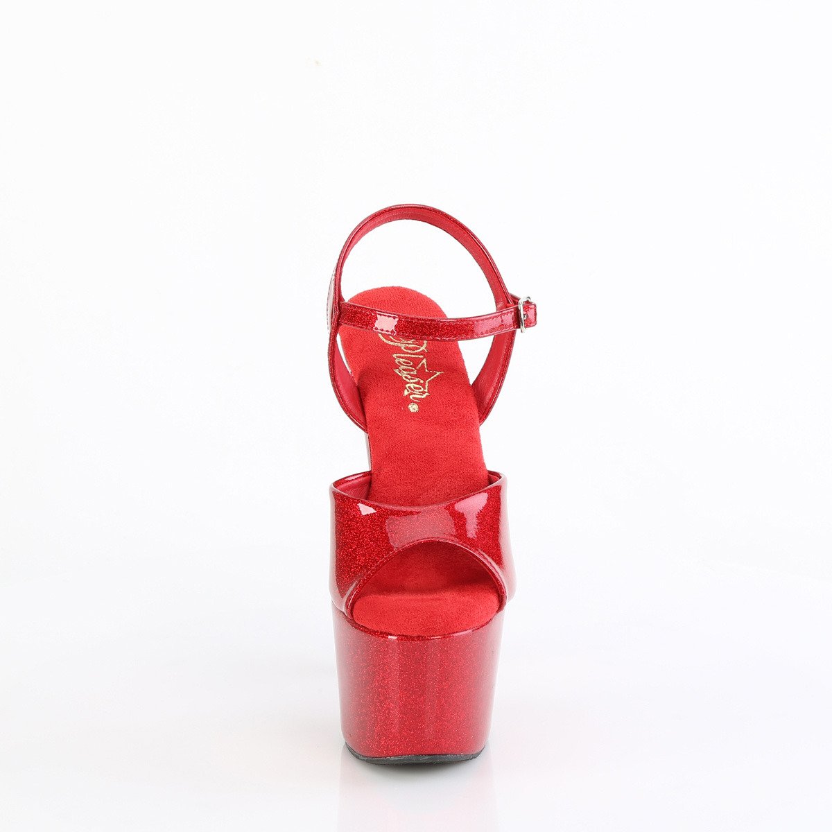 Pleaser Adore-709GP RYRG/M - Lesklé červené sandále na vysokej platforme