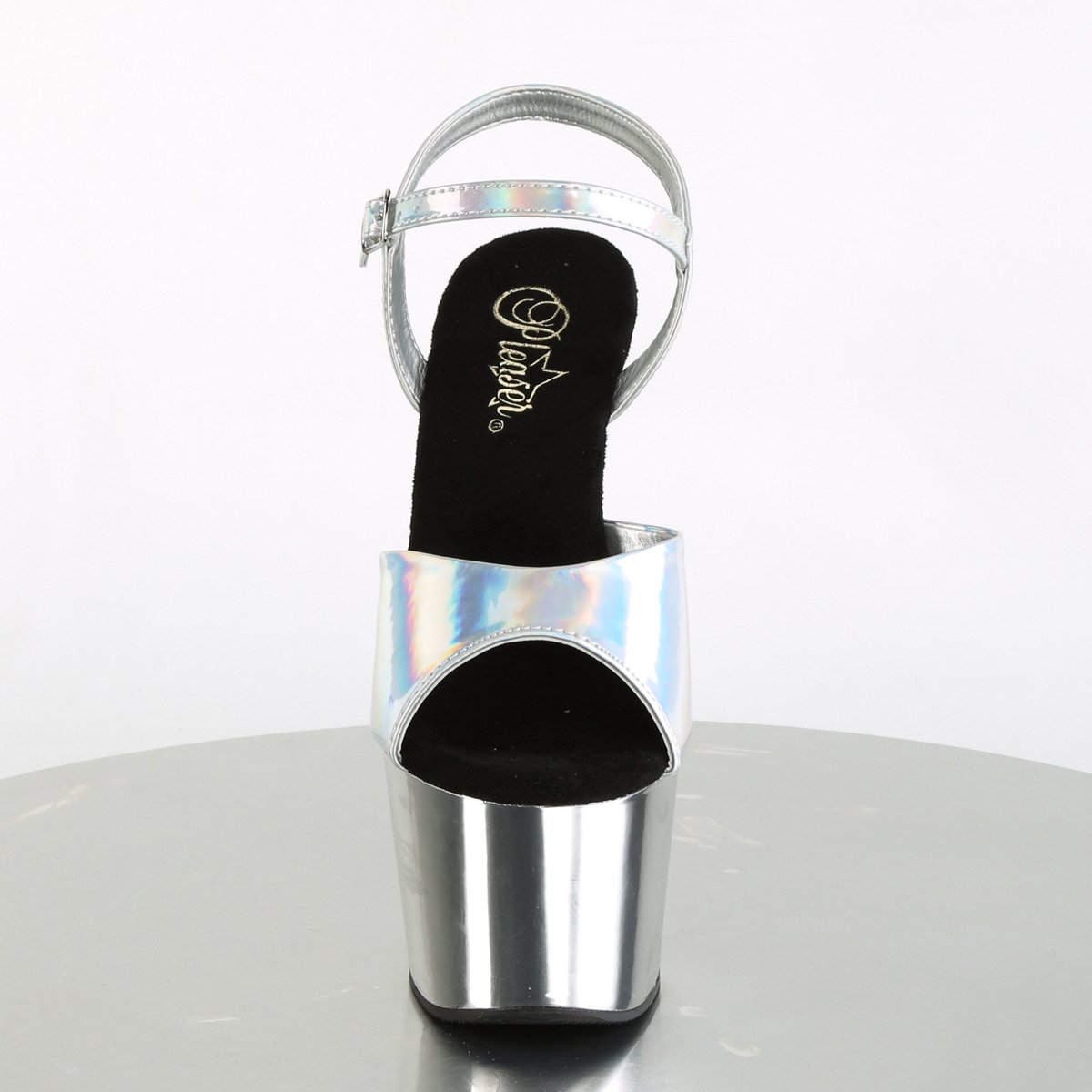 Pleaser Adore-709HGCH SHG/SCH - Lesklé strieborné sandále na vysokej platforme
