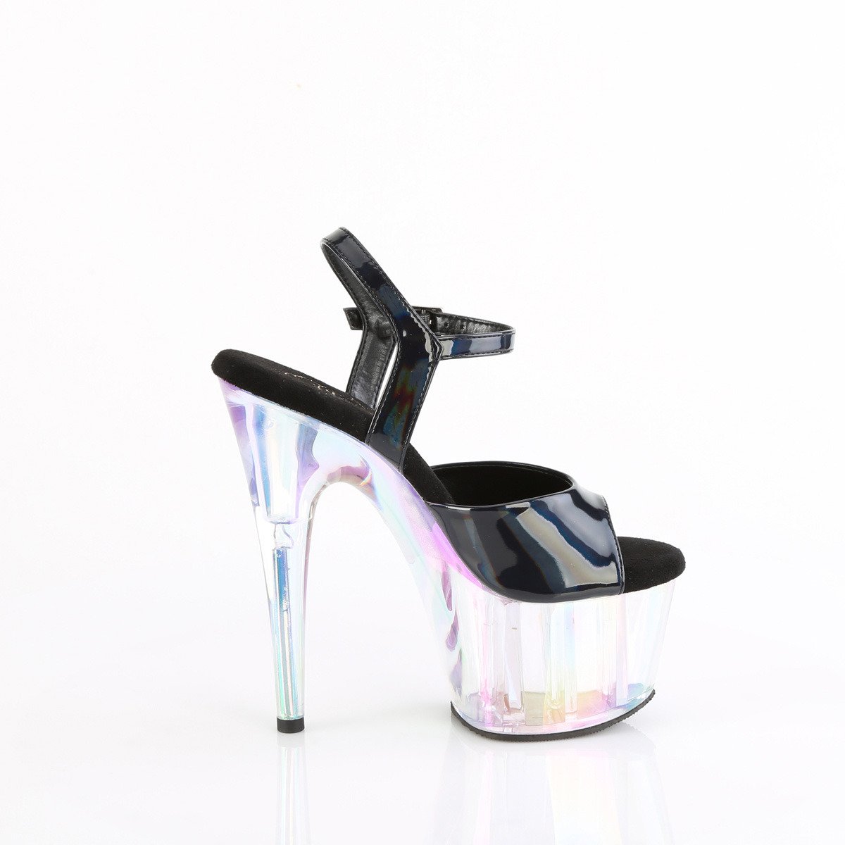 Pleaser Adore-709HT BHG/HGT - Lesklé čierne sandále na vysokej platforme