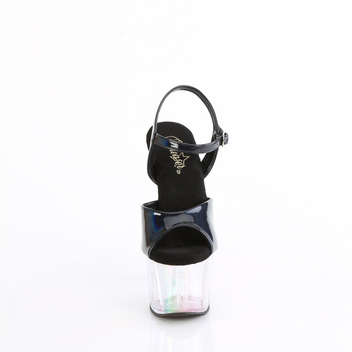 Pleaser Adore-709HT BHG/HGT - Lesklé čierne sandále na vysokej platforme