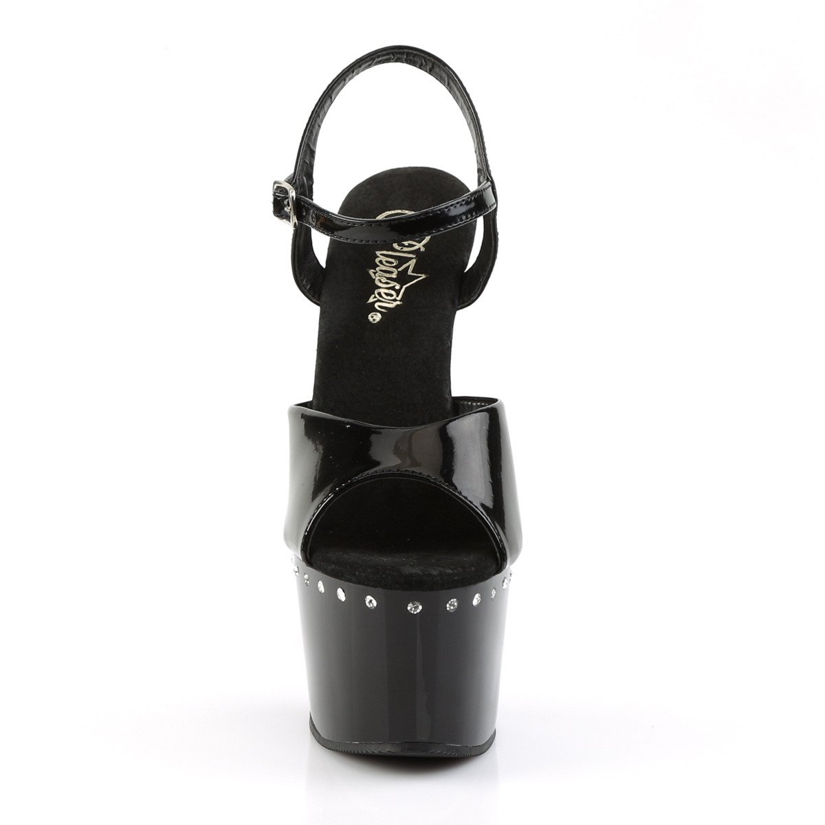 Pleaser Adore-709LS B/M - Lesklé čierne sandále na vysokej platforme