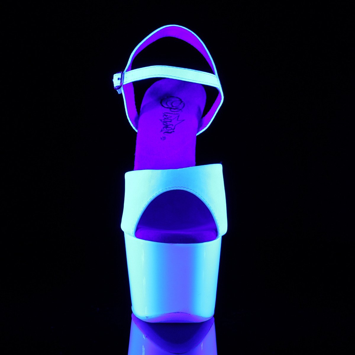 Pleaser Adore-709UV WSA/NW - Biele uv reaktívne sandále na vysokej platforme