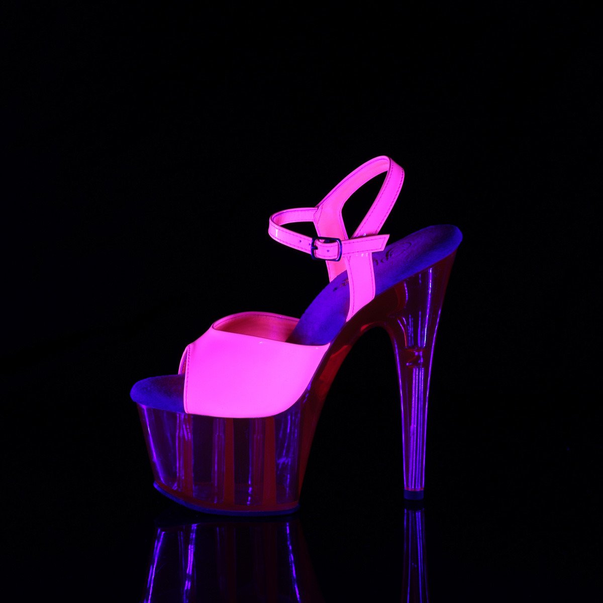 Pleaser Adore-709UVT NHP/M - Lesklé ružové uv reaktívne sandále na vysokej platforme