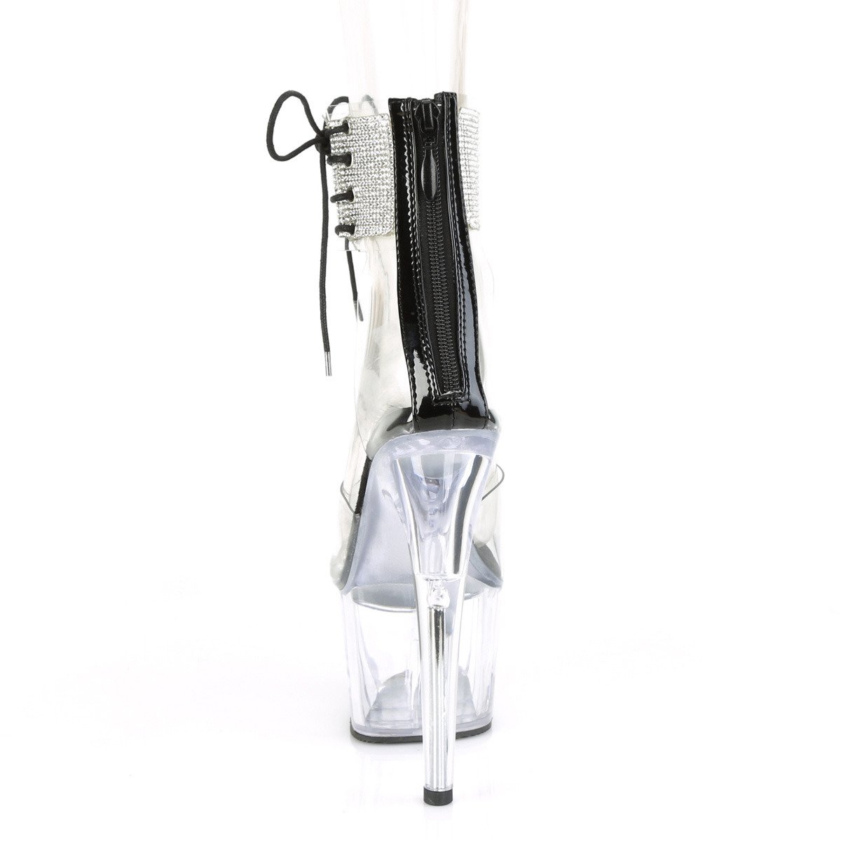 Pleaser Adore-724RS C-B/C - Priehľadné topánky s remienkom cez kotník na vysokej platforme