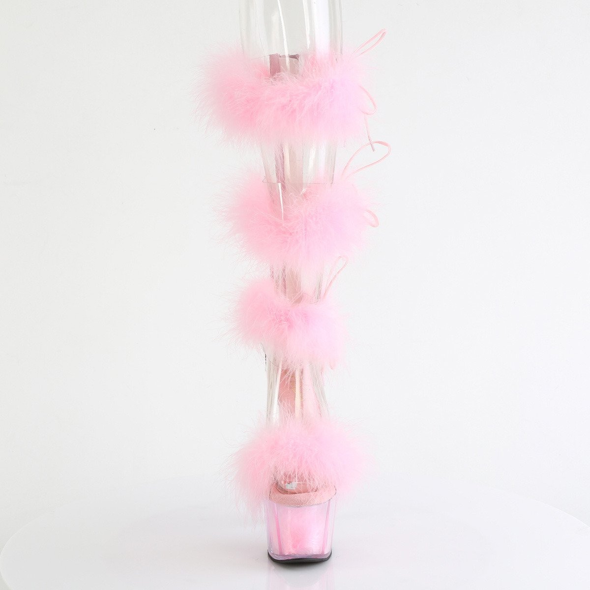 Pleaser Adore-728F C-BPFUR/M - Ružové remienkové sandále na vysokej platforme