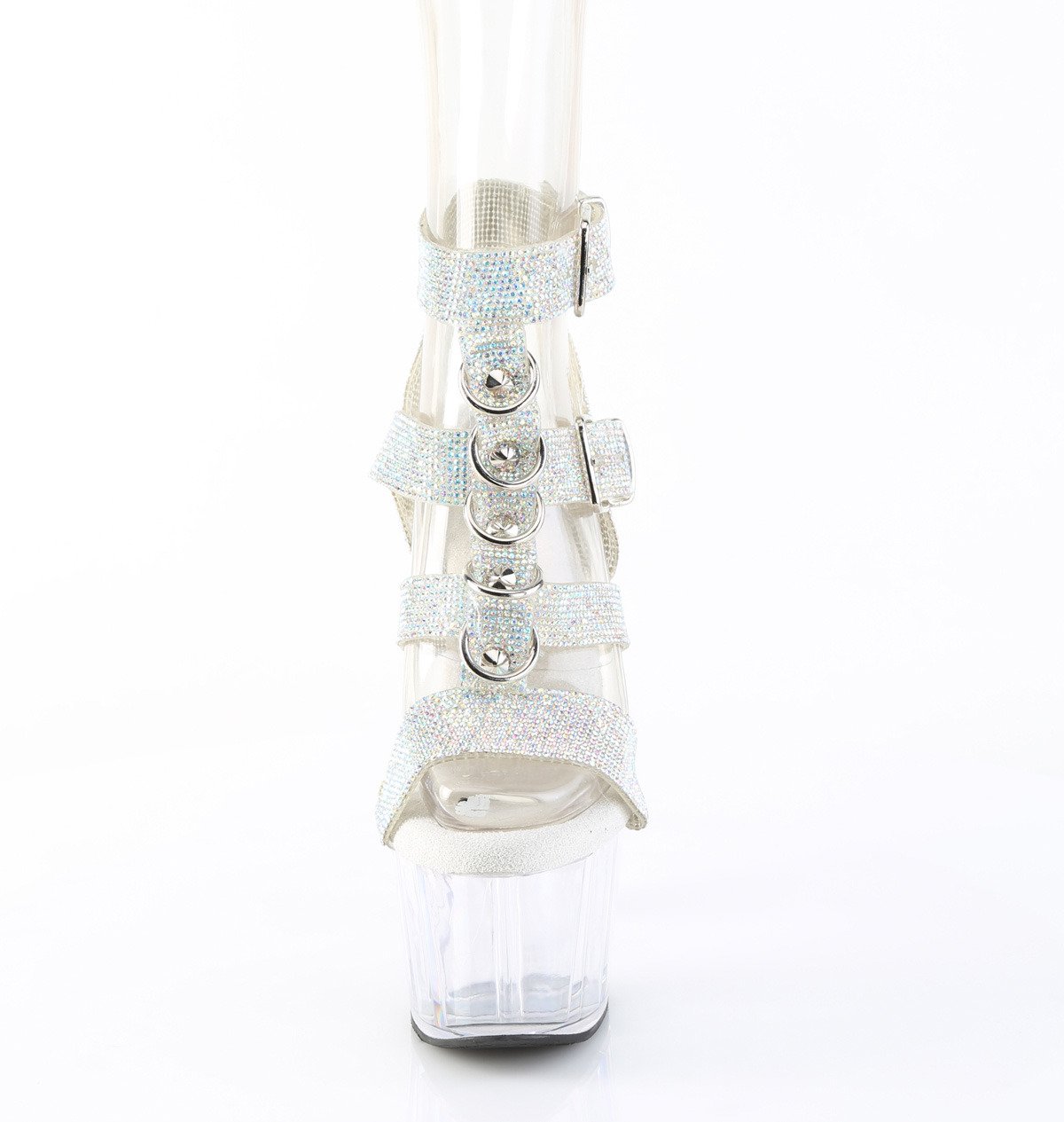 Pleaser Adore-756RS SRS-TPU/C - Strieborné sandále na vysokej platforme