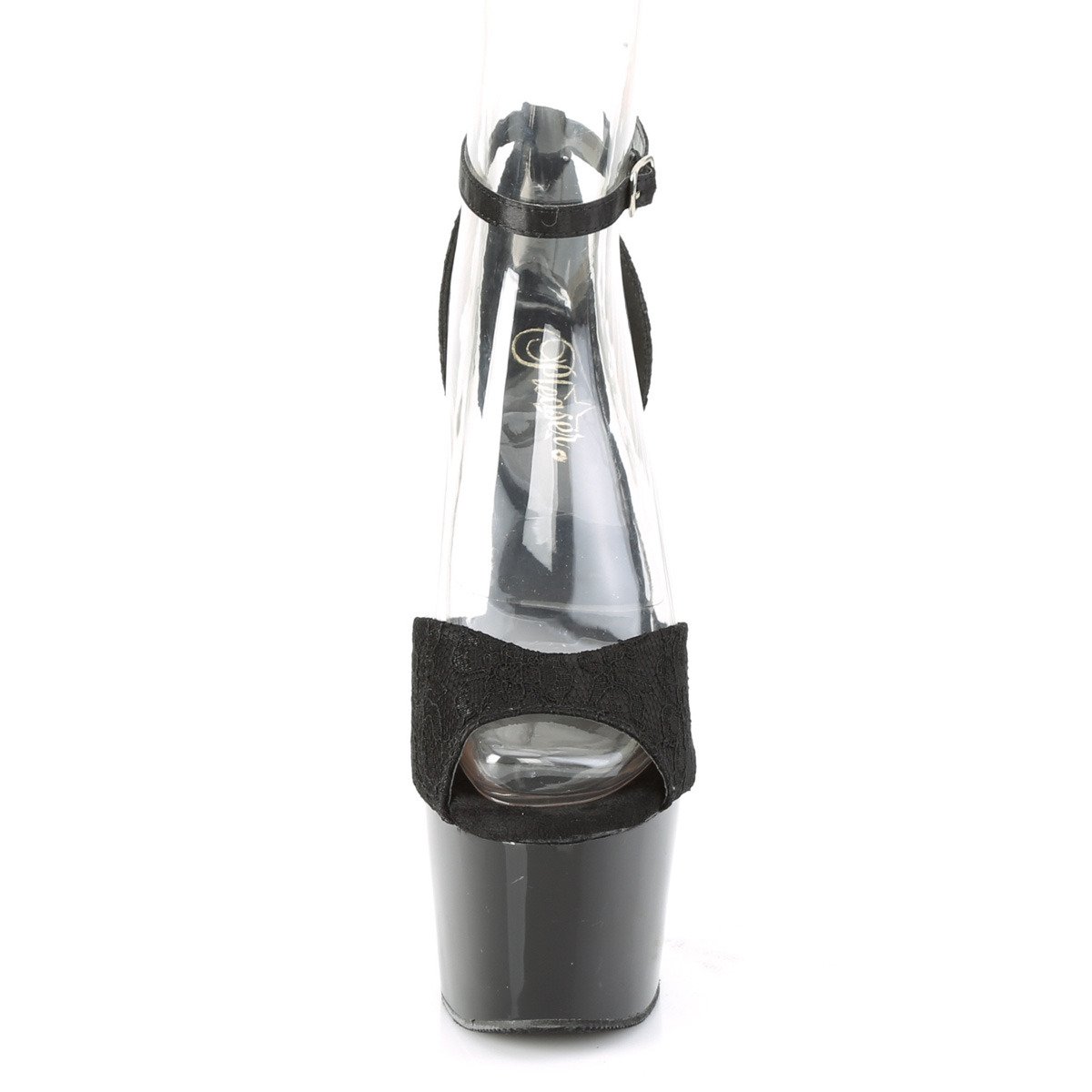 Pleaser Adore-768 BSA-BLC/M - Čierne topánky s remienkom cez kotník na vysokej platforme