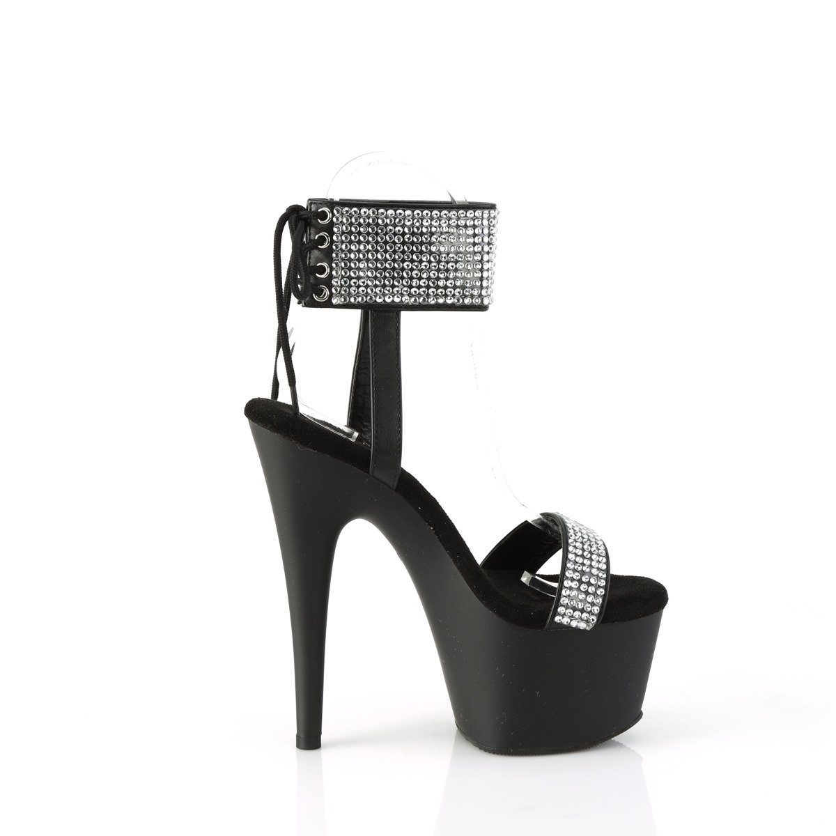 Pleaser Adore-770 BPU-RS/M - Čierne topánky s remienkom cez kotník na vysokej platforme