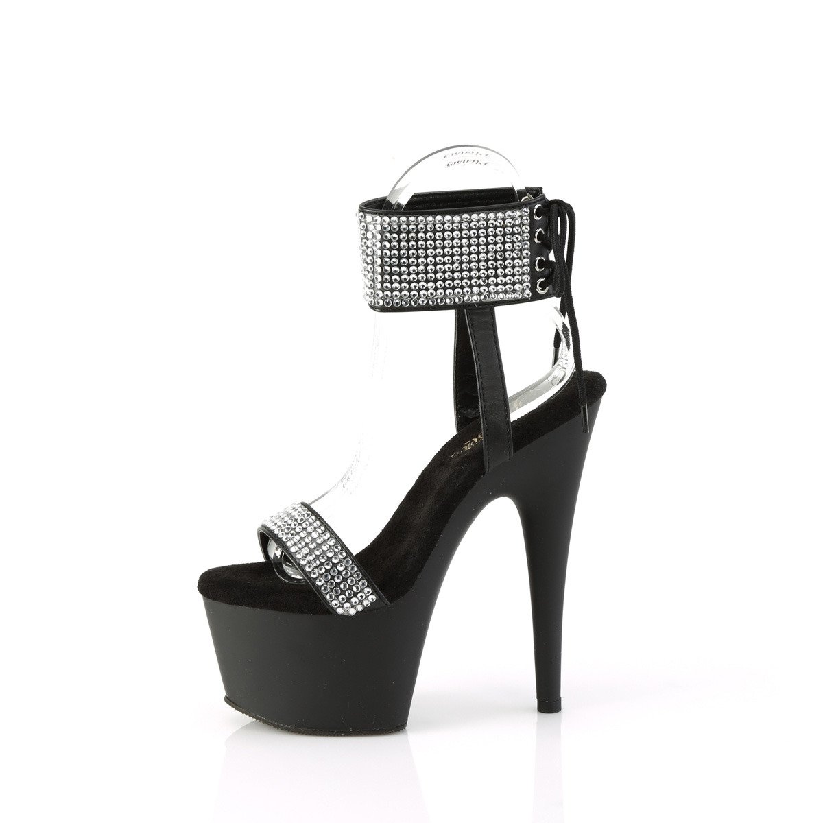 Pleaser Adore-770 BPU-RS/M - Čierne topánky s remienkom cez kotník na vysokej platforme