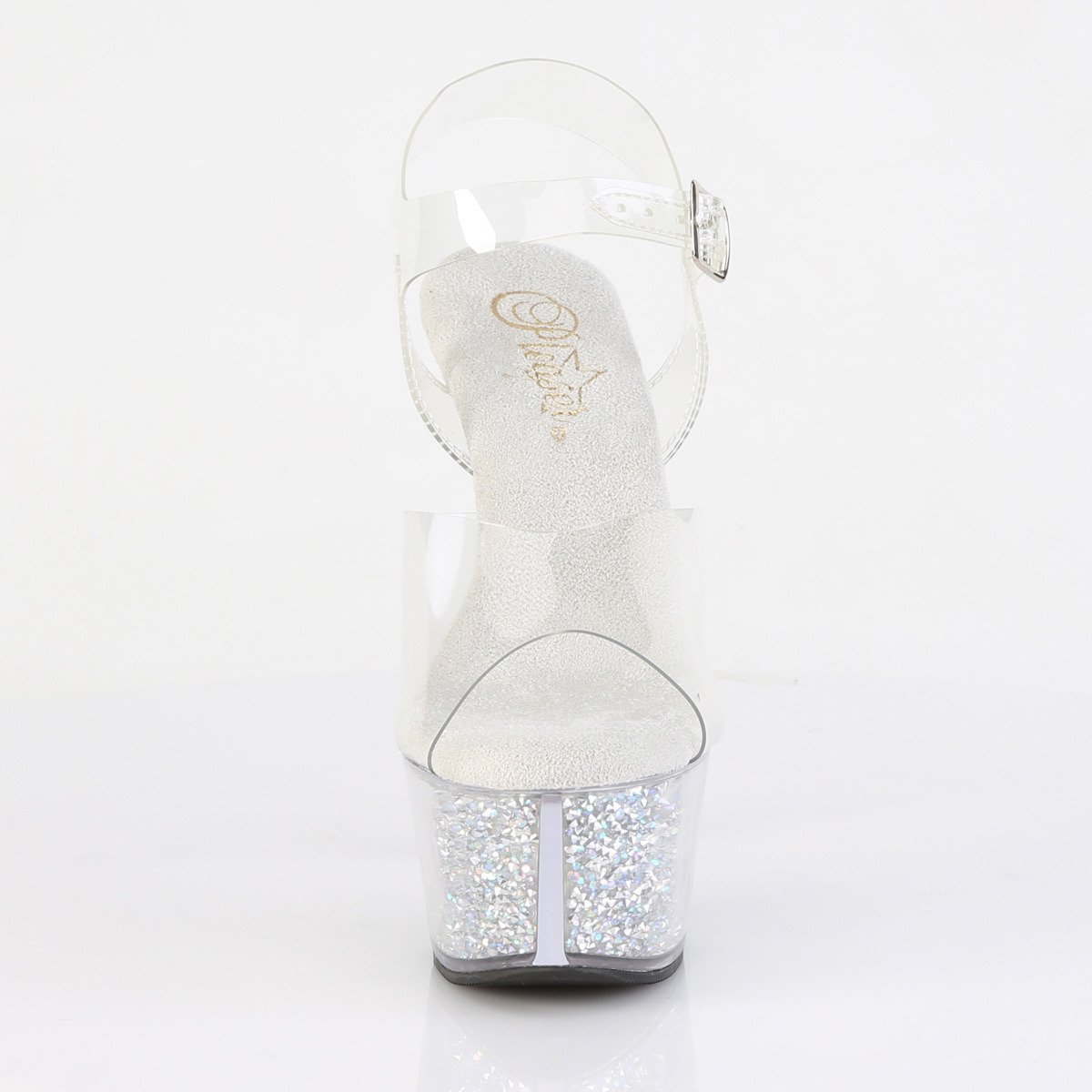 Pleaser Aspire-608RSI C/C-SRS - Priehľadné sandále na platforme s vysokými podpätkami