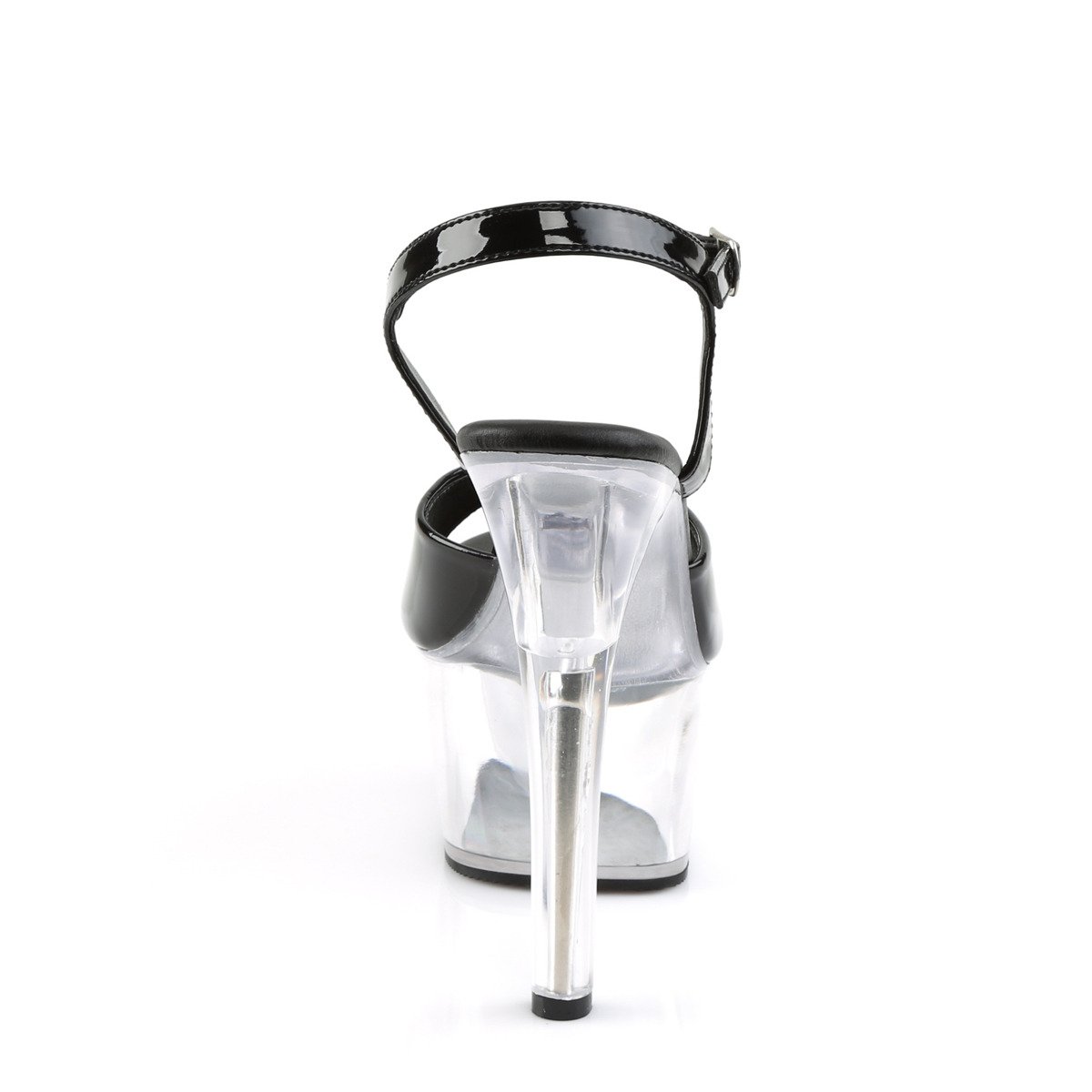 Pleaser Aspire-609 B/C - Lesklé čierne sandále na platforme s vysokými podpätkami