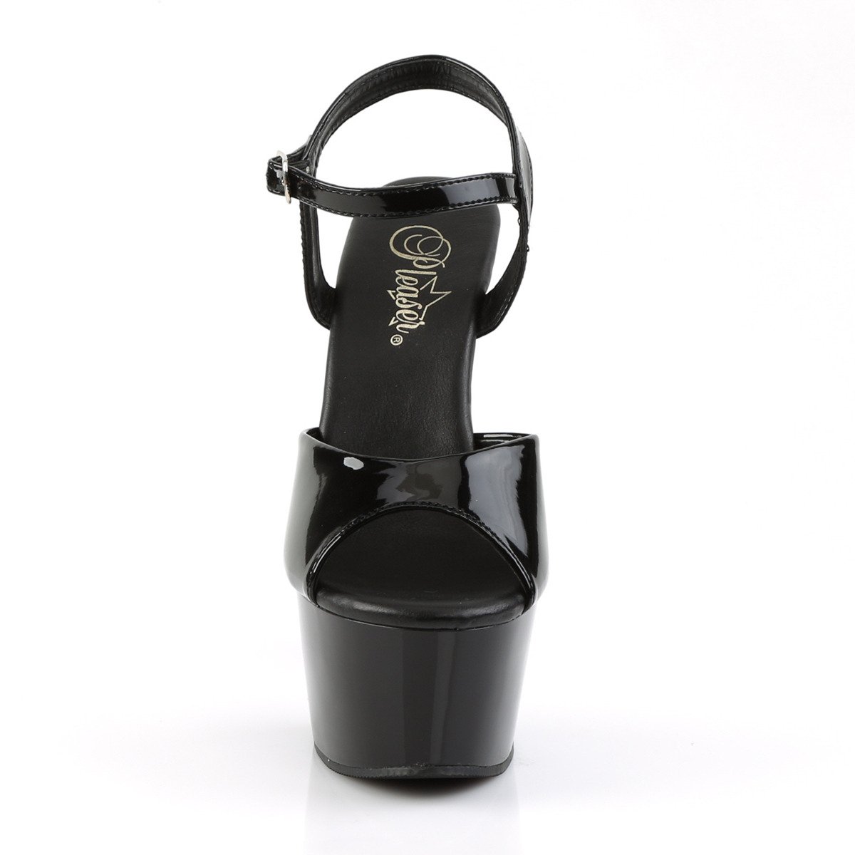 Pleaser Aspire-609 B/M - Lesklé čierne sandále na platforme s vysokými podpätkami