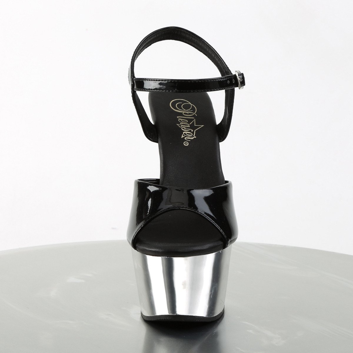 Pleaser Aspire-609 B/SCH - Lesklé čierne sandále na platforme s vysokými podpätkami