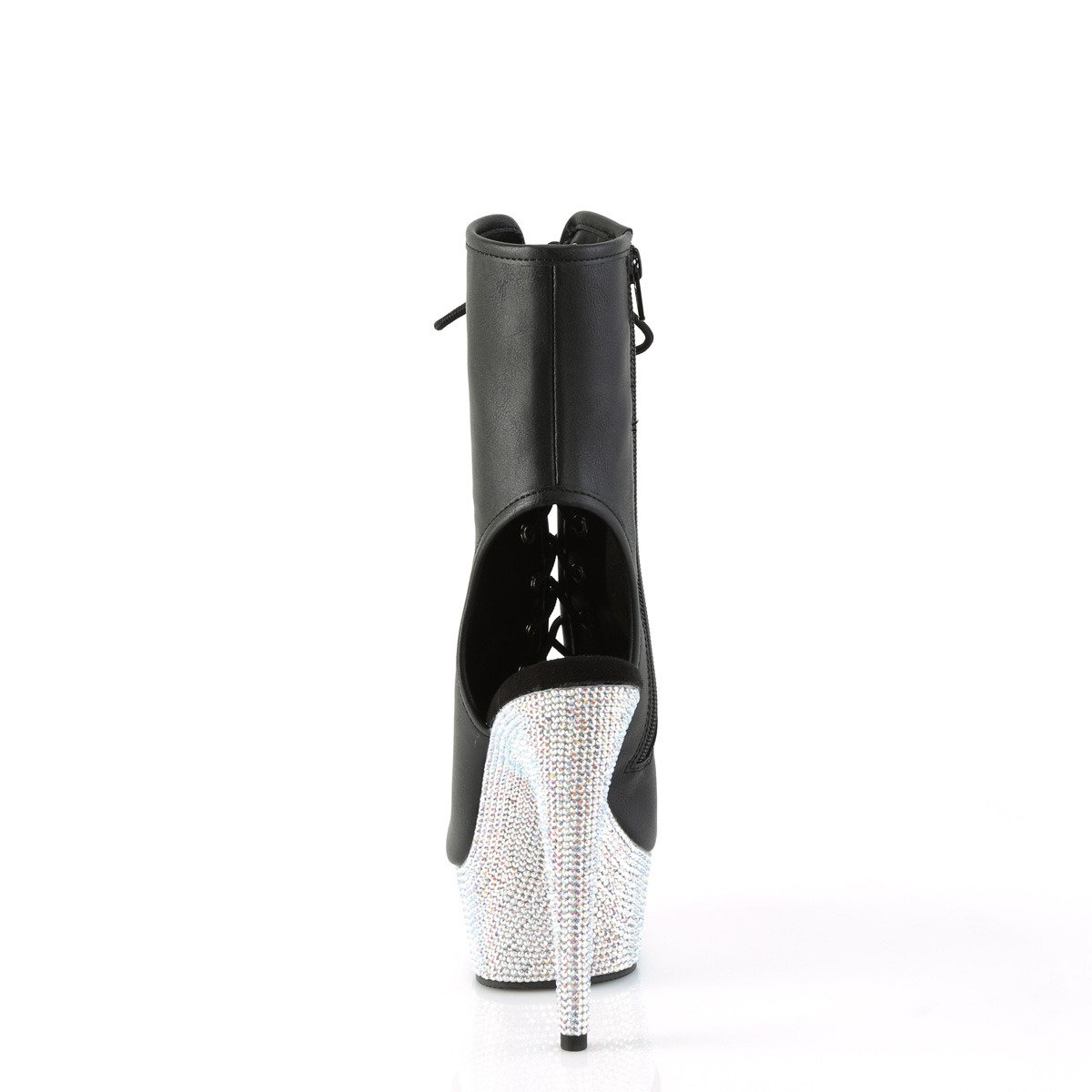 Pleaser Bejeweled-1016-6 BPU/SRS - Čierne čižmy s otvorenou špičkou na platforme s vysokými podpätkami