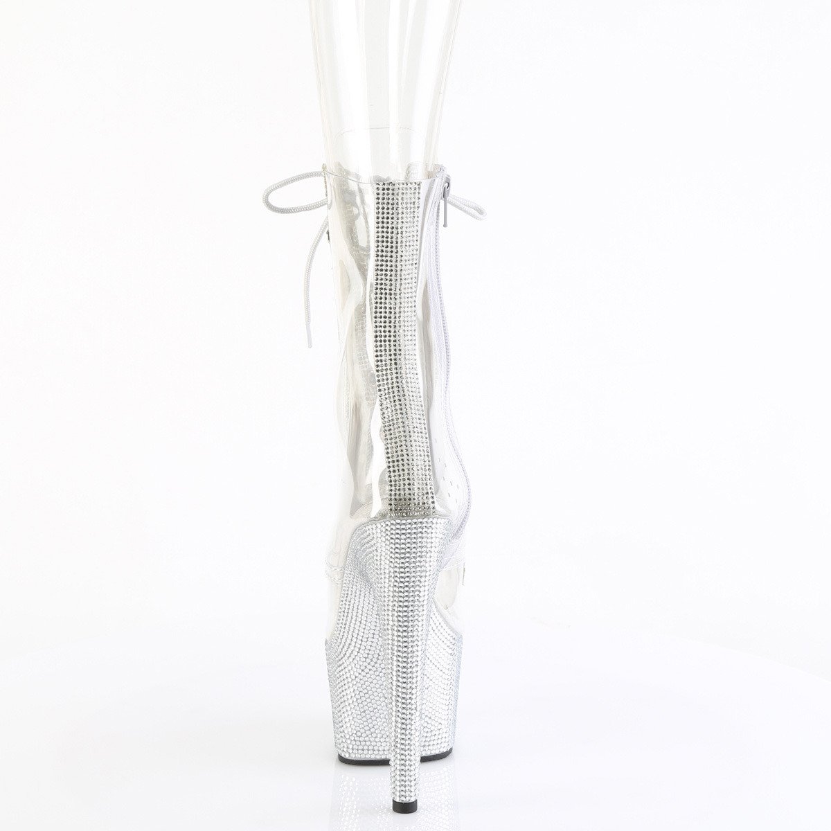 Pleaser Bejeweled-1021C-2 C-RS/SRS - Priehľadné čižmy s otvorenou špičkou na vysokej platforme