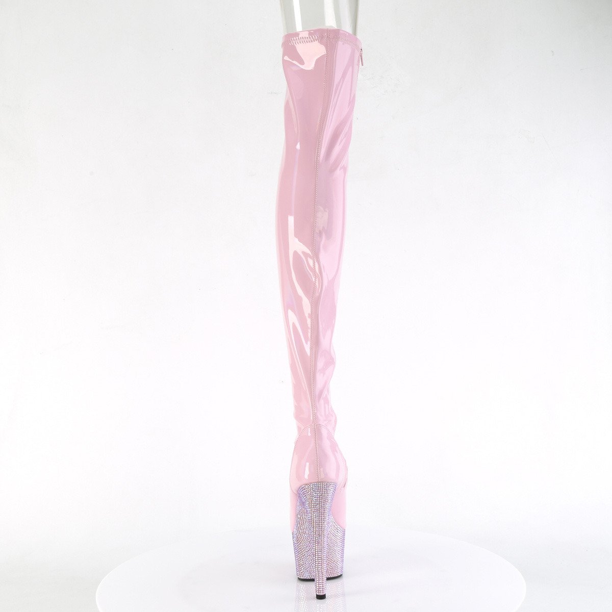 Pleaser Bejeweled-3011-7 BPHG/BPRS - Ružové čižmy s otvorenou špičkou na vysokej platforme