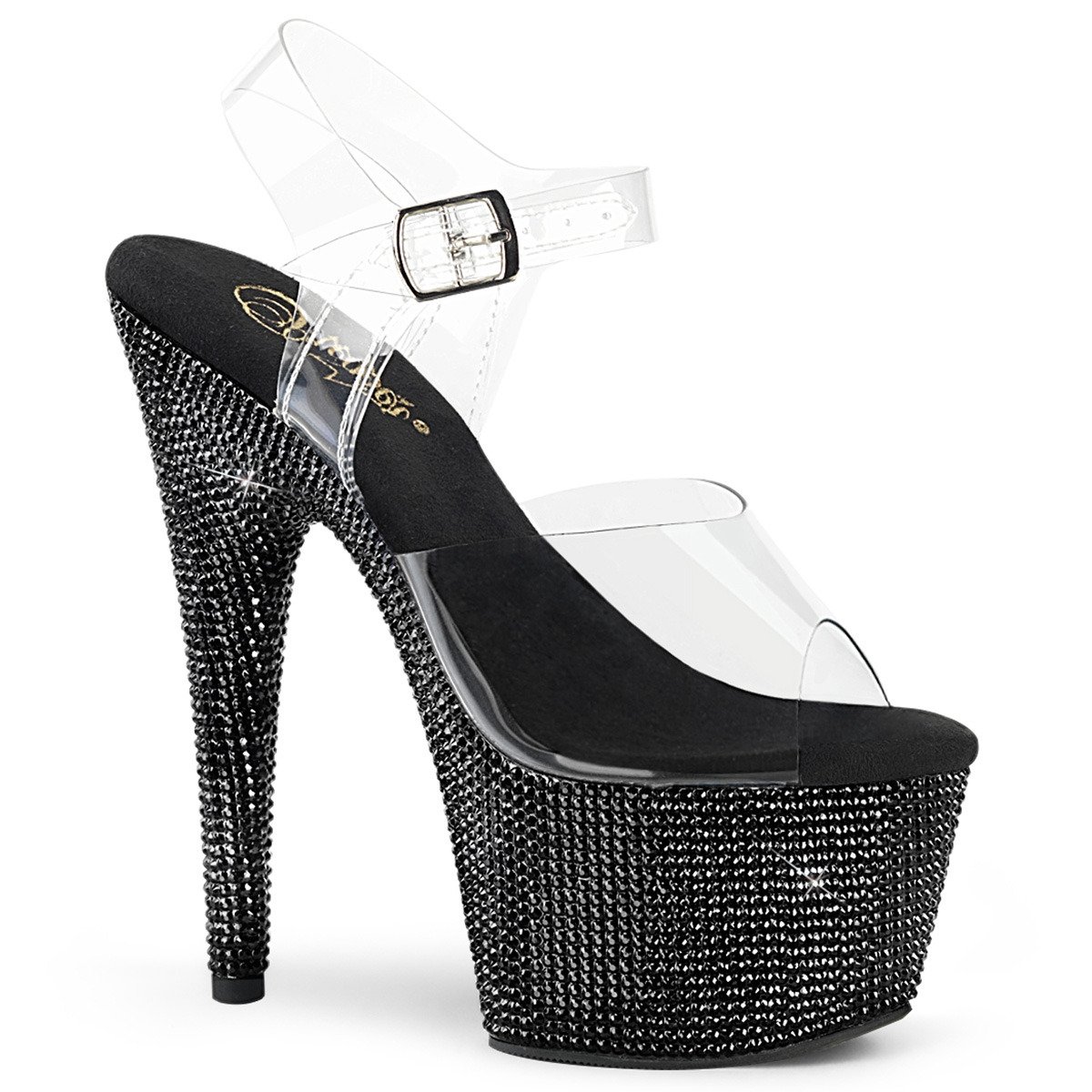 Pleaser Bejeweled-708DM C/BRS - Priehľadné sandále na vysokej platforme