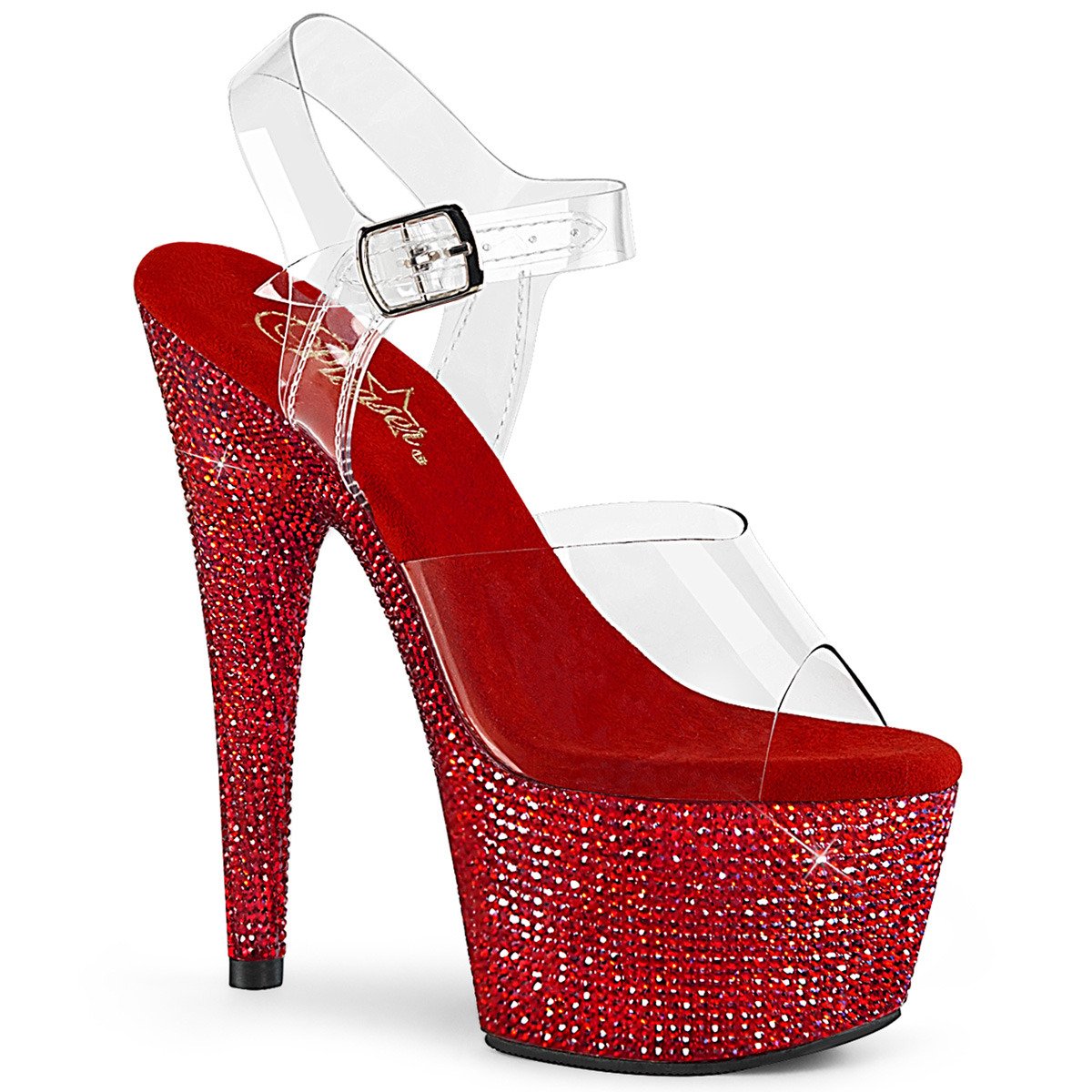 Pleaser Bejeweled-708DM C/RRS - Priehľadné sandále na vysokej platforme