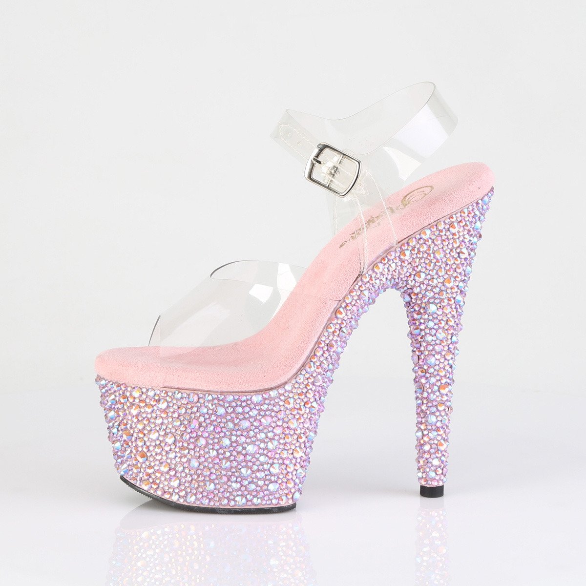 Pleaser Bejeweled-708MS C/BPRS - Priehľadné sandále na vysokej platforme