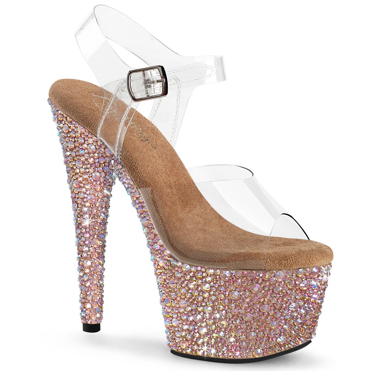 Pleaser Bejeweled-708MS C/ROGLDRS - Priehľadné sandále na vysokej platforme