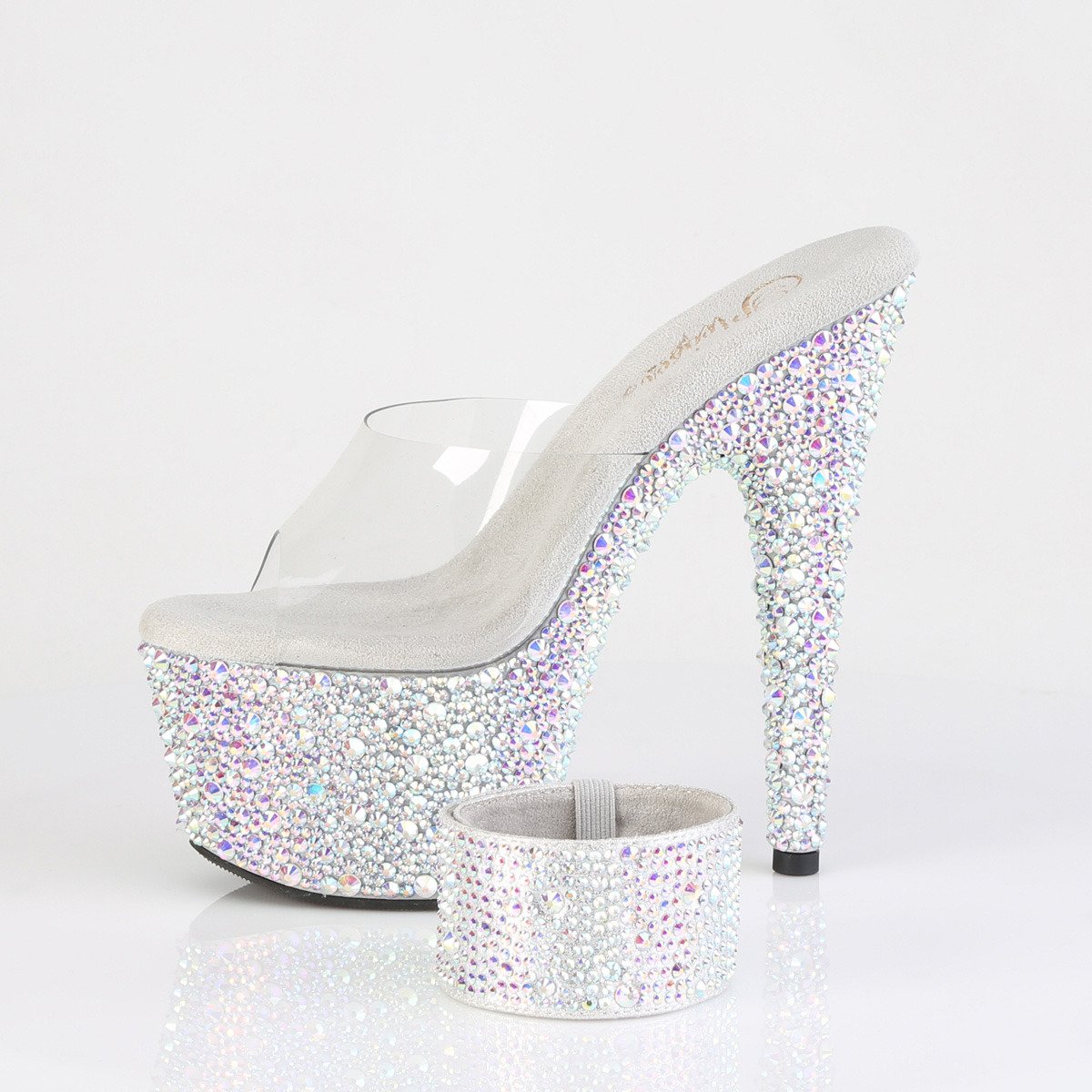 Pleaser Bejeweled-712MS C/SRS - Priehľadné šľapky na vysokej platforme
