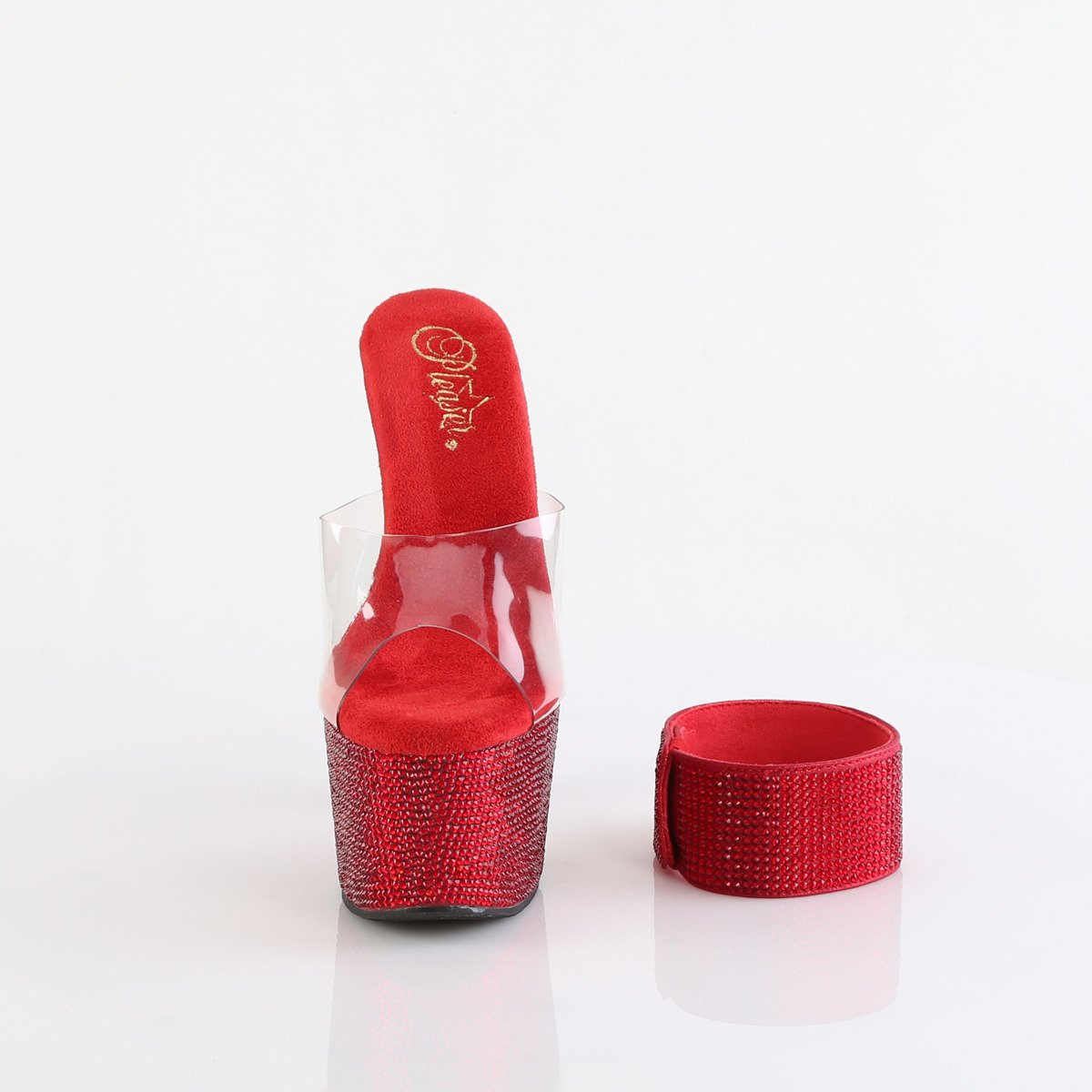 Pleaser Bejeweled-712RS C/RYRRS - Priehľadné sandále na vysokej platforme