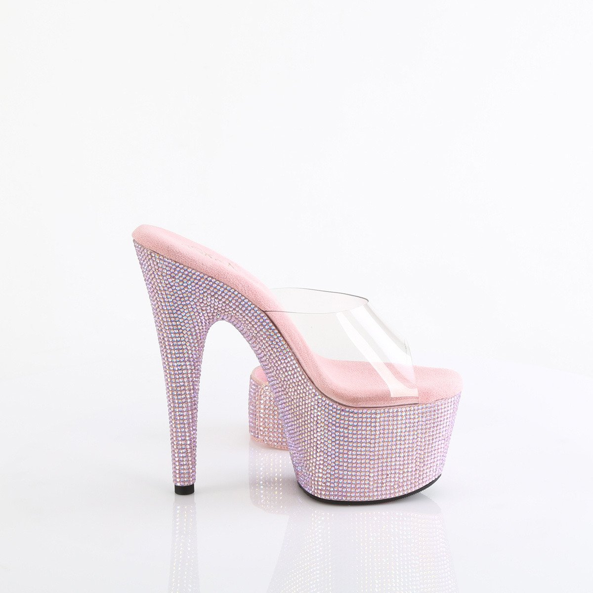 Pleaser Bejeweled-712RS C/BPRS - Priehľadné sandále na vysokej platforme