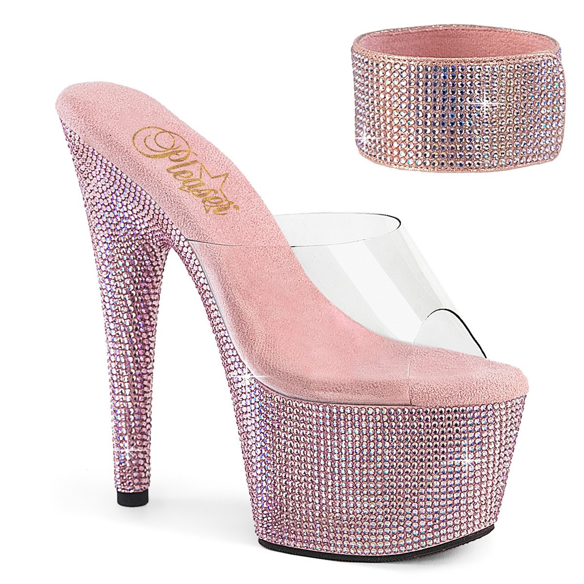 Pleaser Bejeweled-712RS C/BPRS - Priehľadné sandále na vysokej platforme
