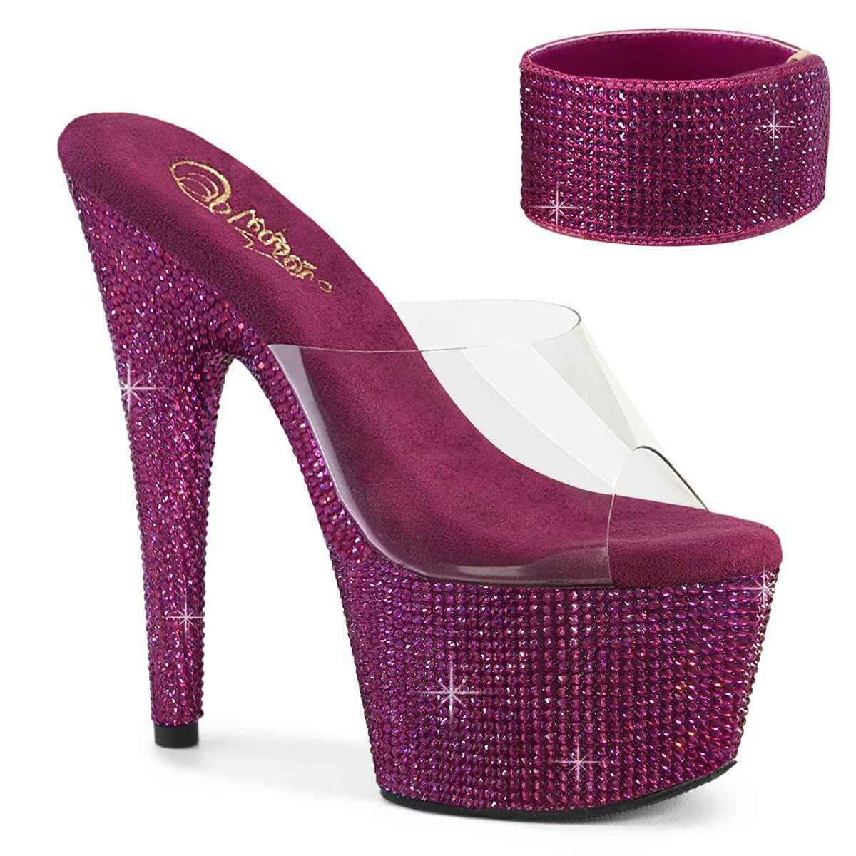 Pleaser Bejeweled-712RS C/FSRS - Priehľadné sandále na vysokej platforme