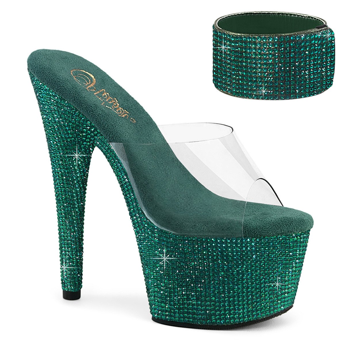 Pleaser Bejeweled-712RS C/GNRS - Priehľadné sandále na vysokej platforme