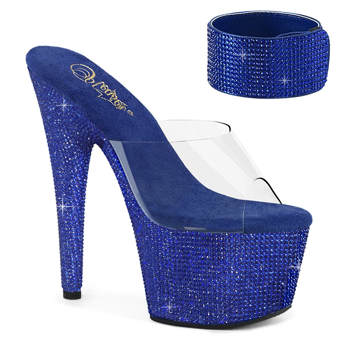 Pleaser Bejeweled-712RS C/RYBLRS - Priehľadné sandále na vysokej platforme