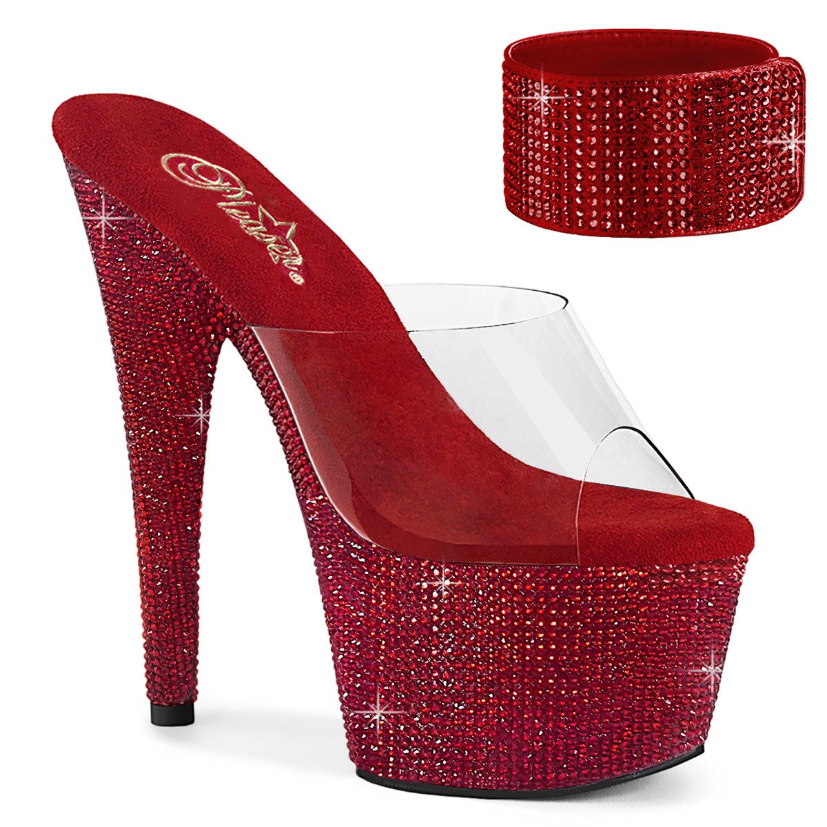 Pleaser Bejeweled-712RS C/RYRRS - Priehľadné sandále na vysokej platforme
