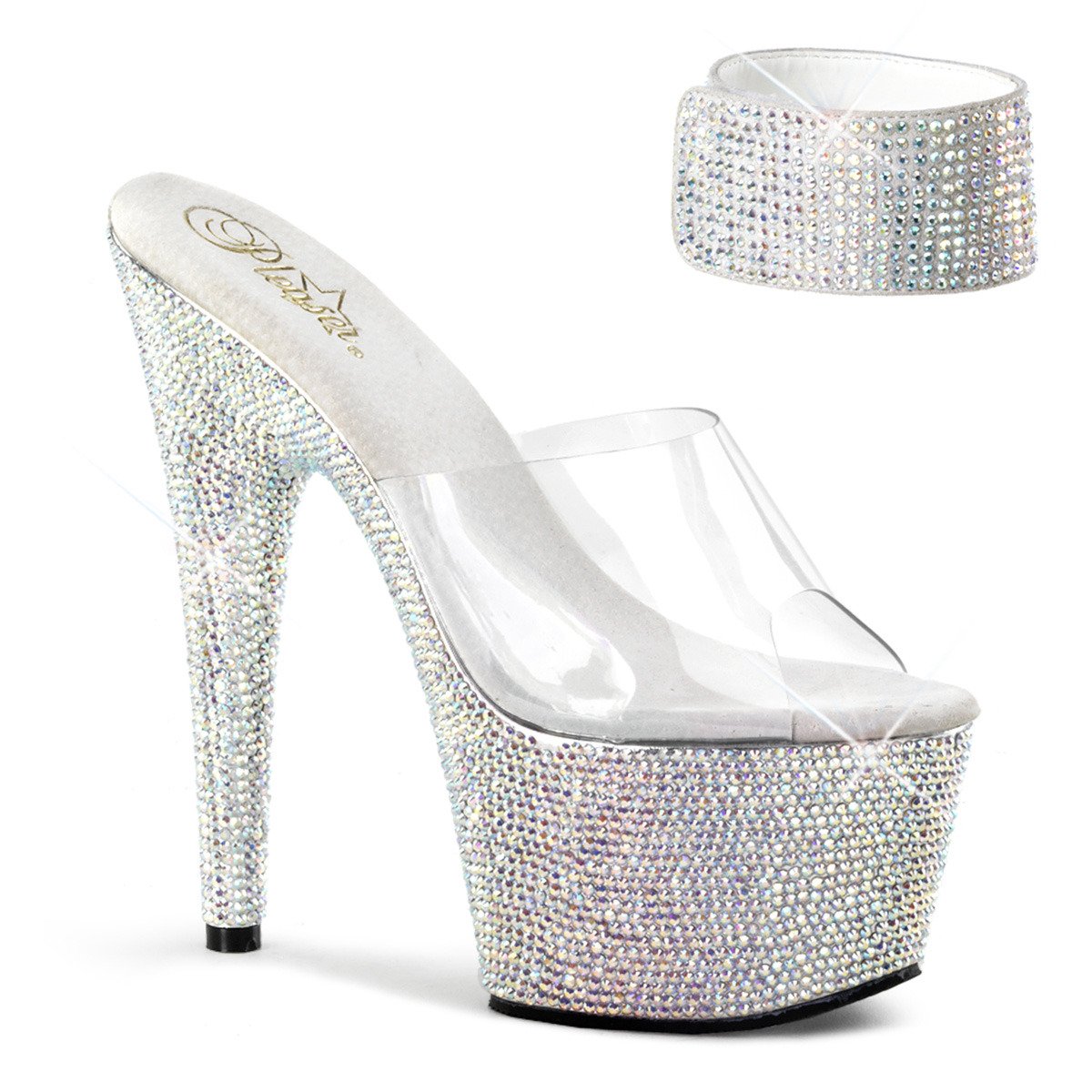 Pleaser Bejeweled-712RS C/SMCRS - Priehľadné sandále na vysokej platforme