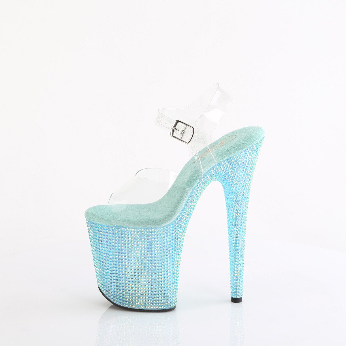 Pleaser Bejeweled-808RRS C/AGQRS - Priehľadné sandále na vysokej platforme