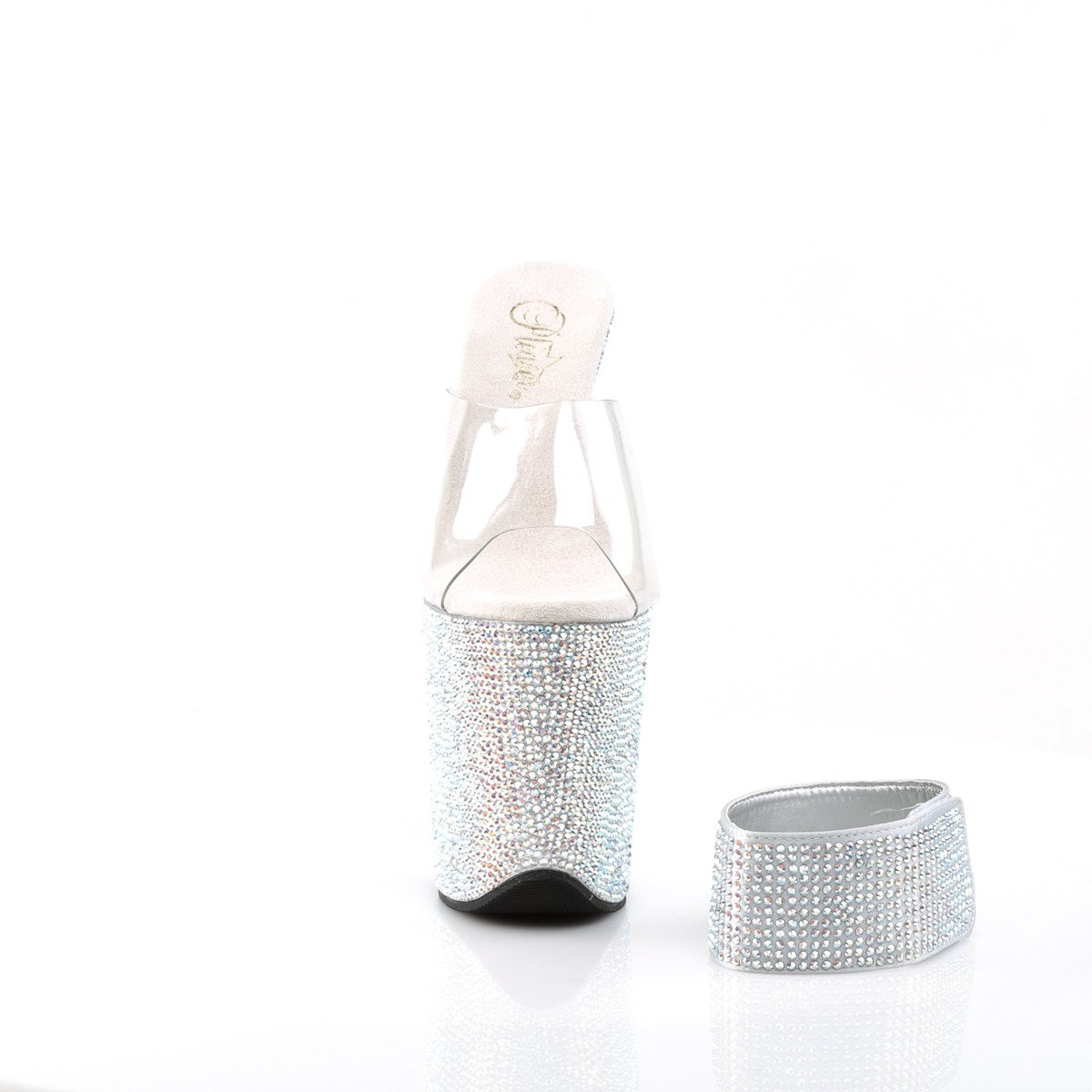 Pleaser Bejeweled-812RS C/SMCRS - Priehľadné sandále na vysokej platforme