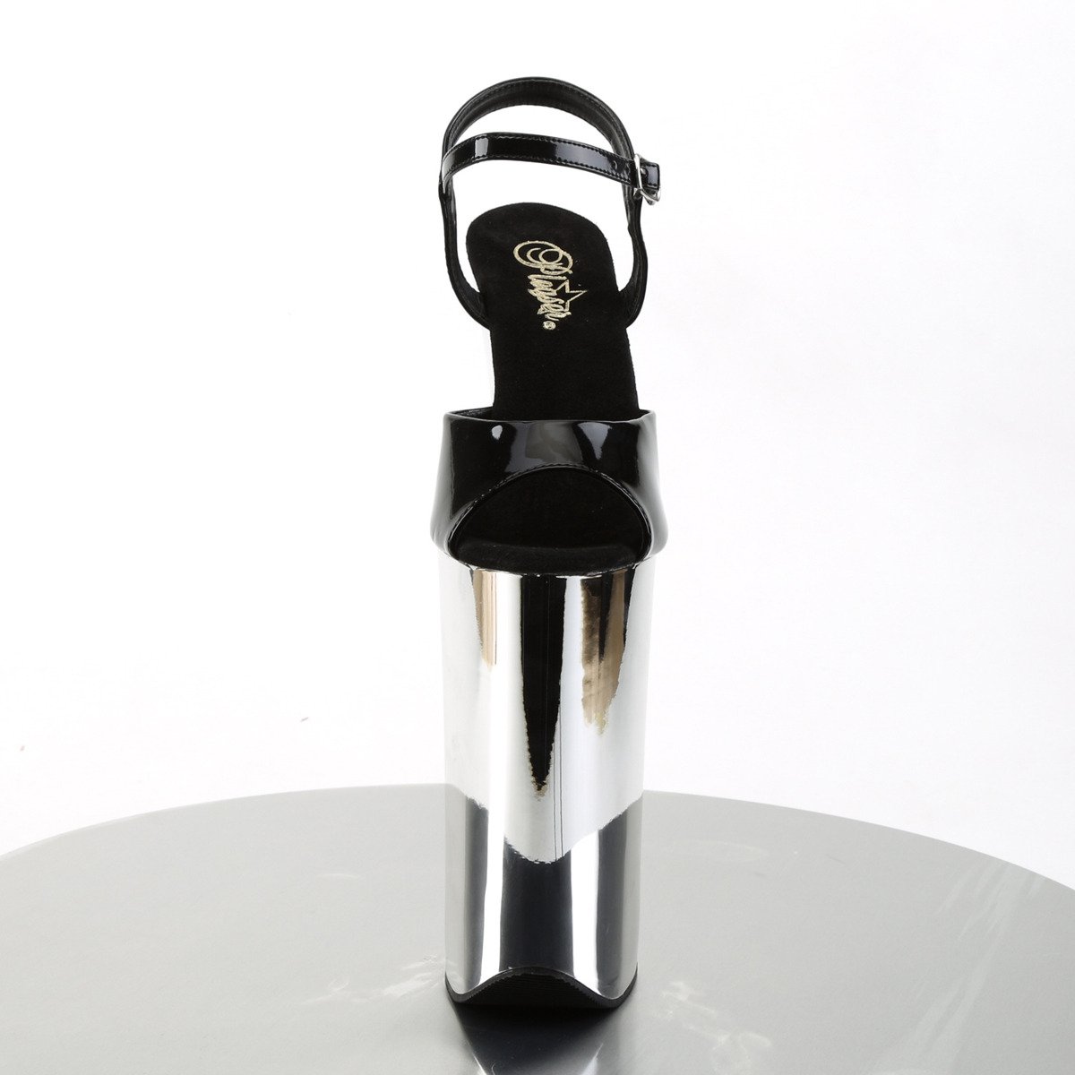 Pleaser Beyond-009 B/SCH - Lesklé čierne sandále na vysokej platforme