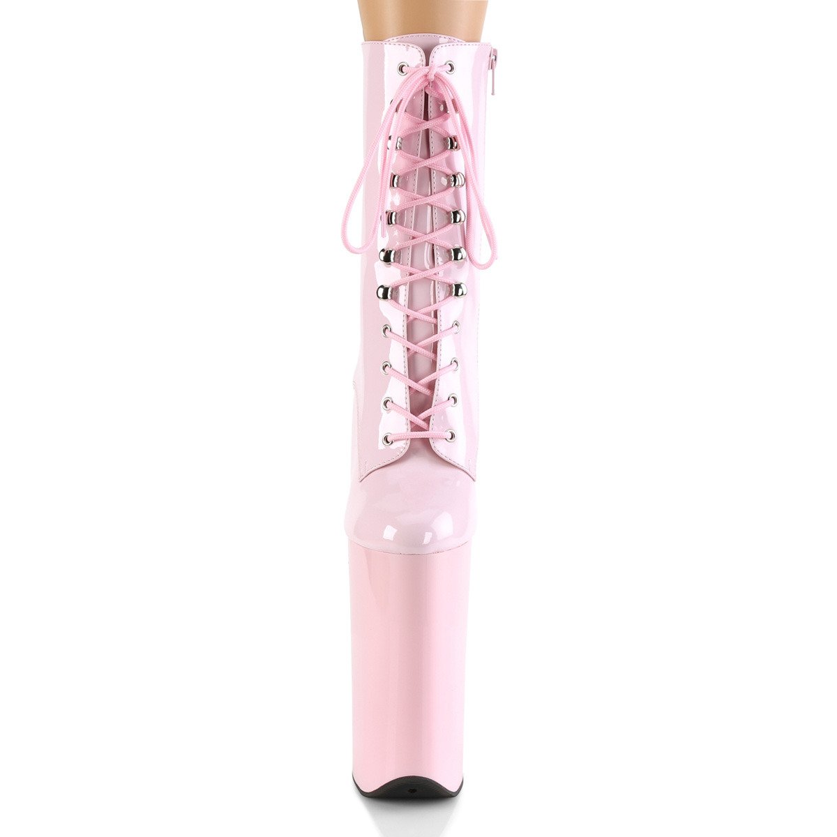 Pleaser Beyond-1020 BP/M - Lesklé ružové kotníkové čižmy na vysokej platforme