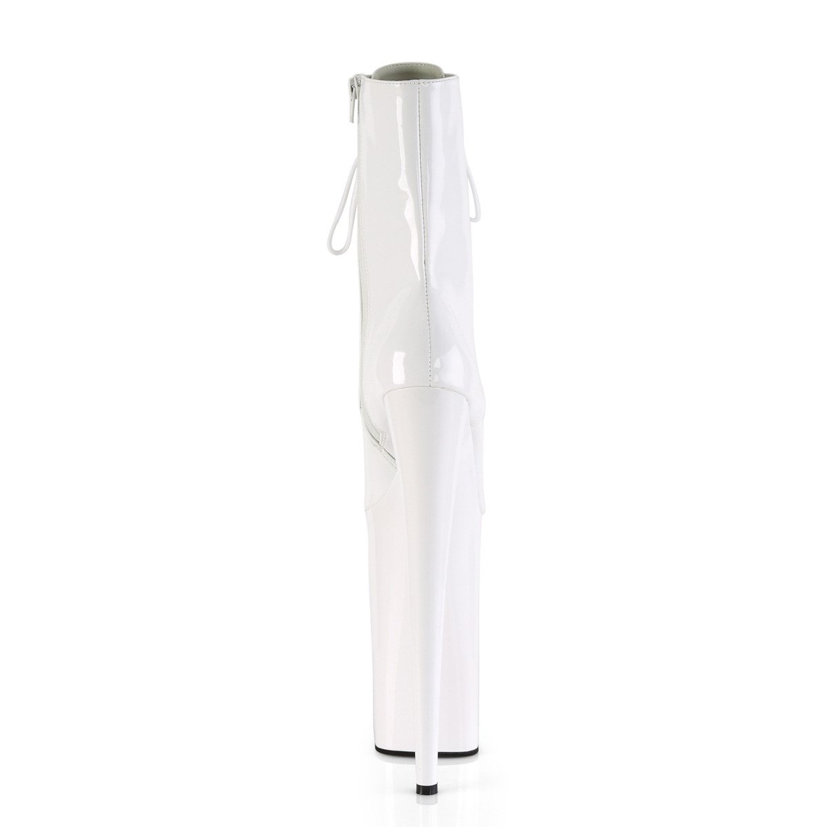 Pleaser Beyond-1020 W/M - Lesklé biele kotníkové čižmy na vysokej platforme