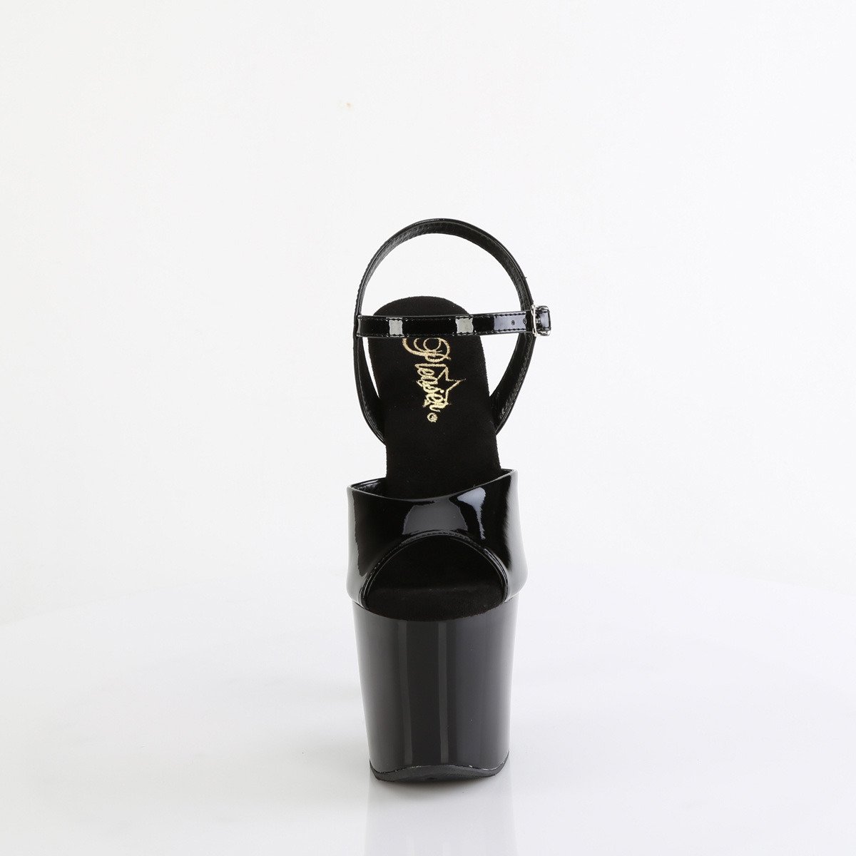 Pleaser Bliss-709 B/B-SCH - Lesklé čierne sandále na vysokej platforme