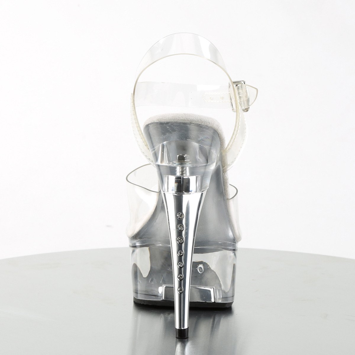 Pleaser Captiva-608 C/M - Priehľadné sandále na platforme s vysokými podpätkami