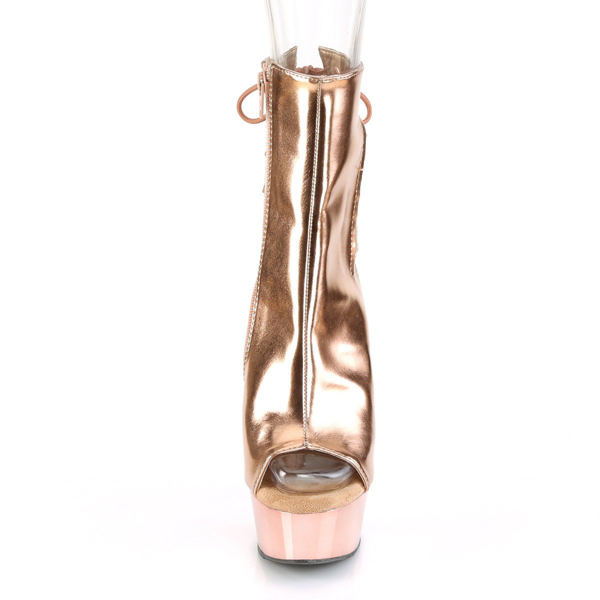 Pleaser Delight-1018 ROGLDPU/M - Zlaté čižmy s otvorenou špičkou na platforme s vysokými podpätkami