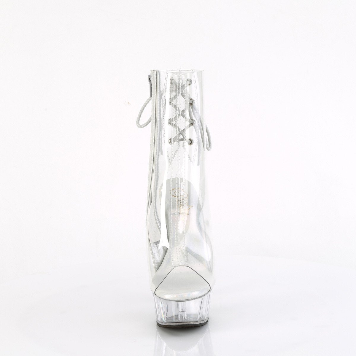 Pleaser Delight-1018C C/M - Priehľadné čižmy s otvorenou špičkou na platforme s vysokými podpätkami