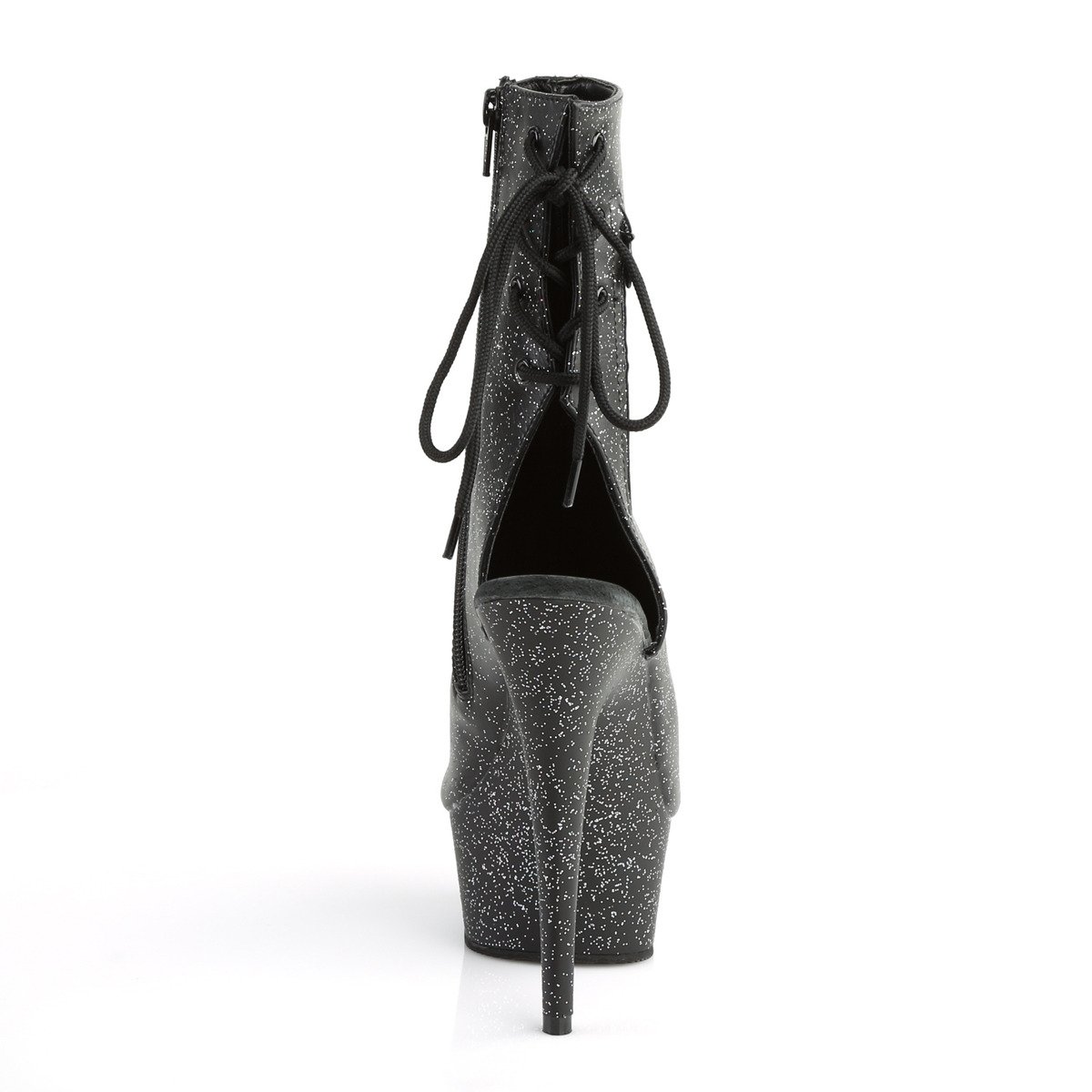 Pleaser Delight-1018MMG BPU/M - Čierne čižmy s otvorenou špičkou na platforme s vysokými podpätkami