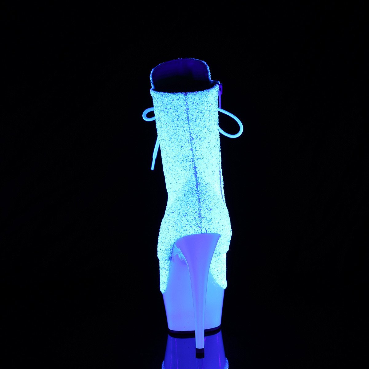 Pleaser Delight-1020LG NWMG/NW - Biele kotníkové čižmy na platforme s vysokými podpätkami